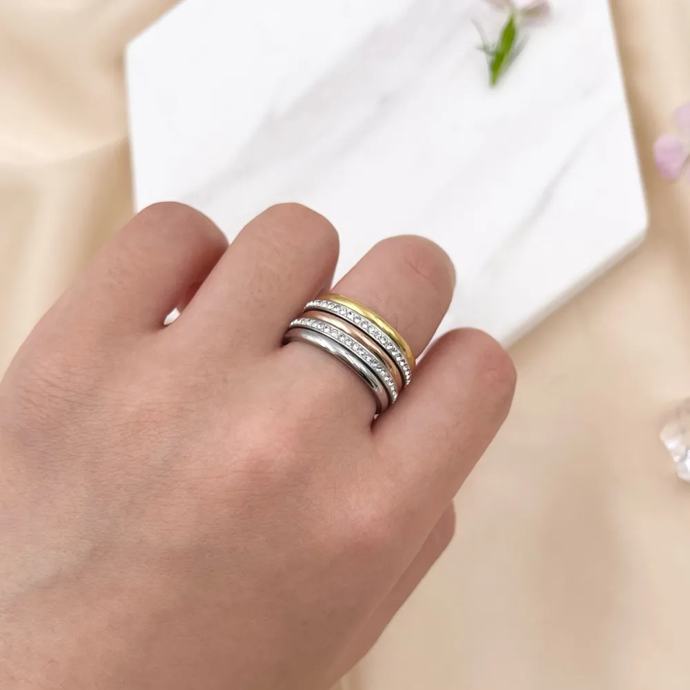 Set 5pz Fedini con Strass-12 Set Anelli in Acciaio con Misura - AAM105-138