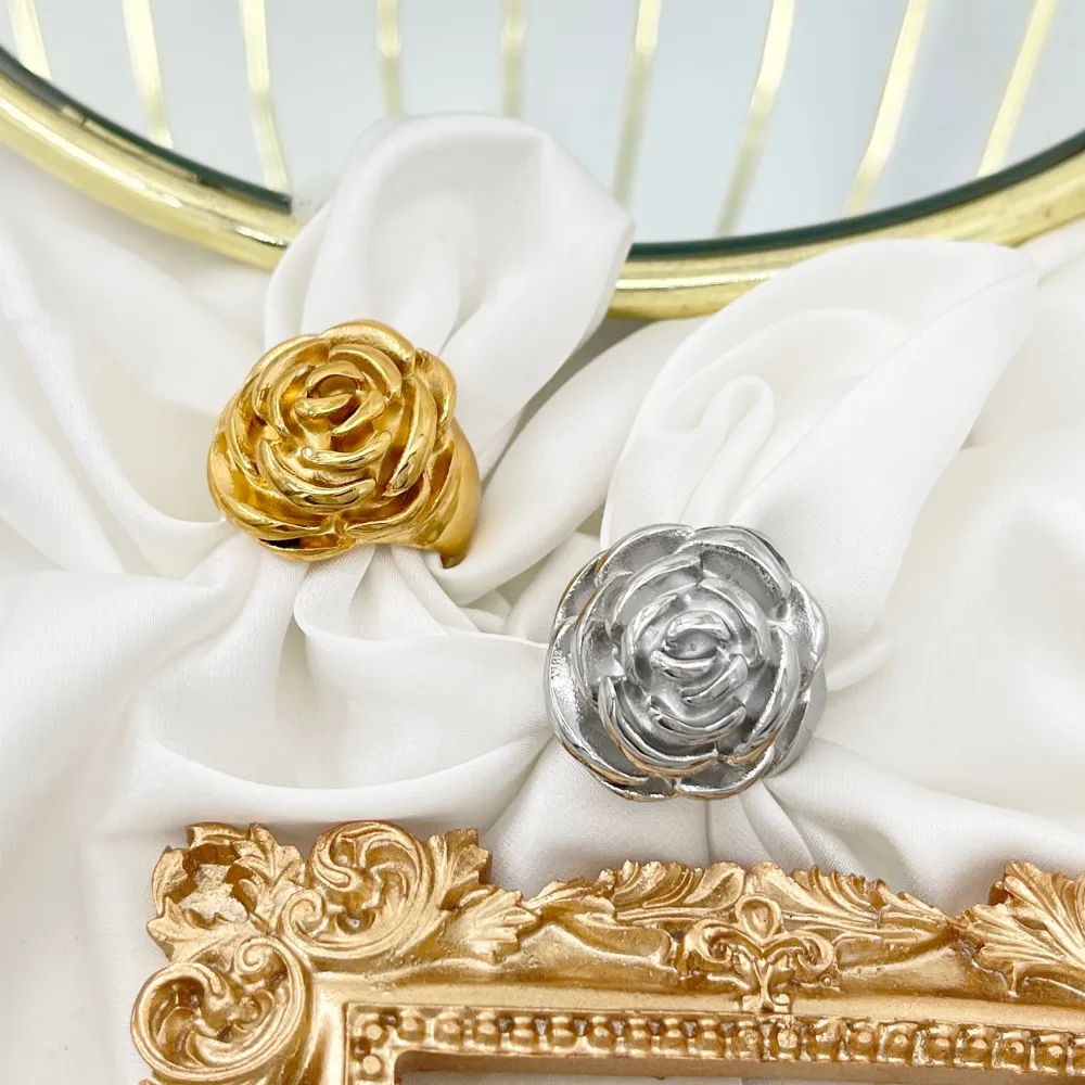 Rosa -Anello Regolabile in Acciaio - AAR-103-AA4455R (Argento)