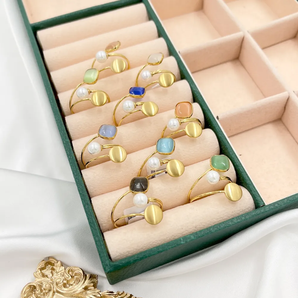 [AAR-103-AA5159R] Pietra Perla-24pz Anelli Regolabili in Acciaio - AAR-103-AA5159R