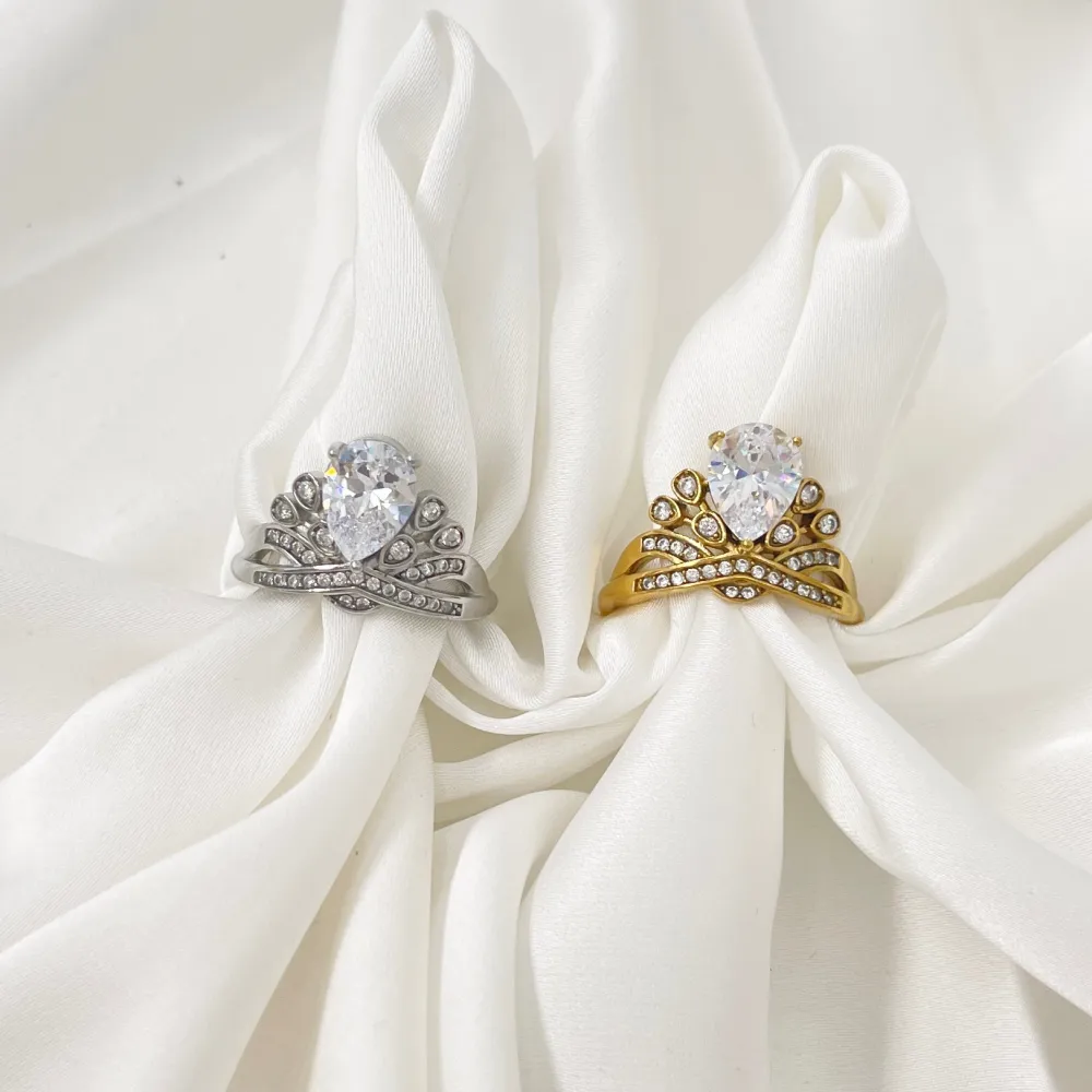 Corona  -Anello Regolabile in Acciaio - AAR-103-AA5177R