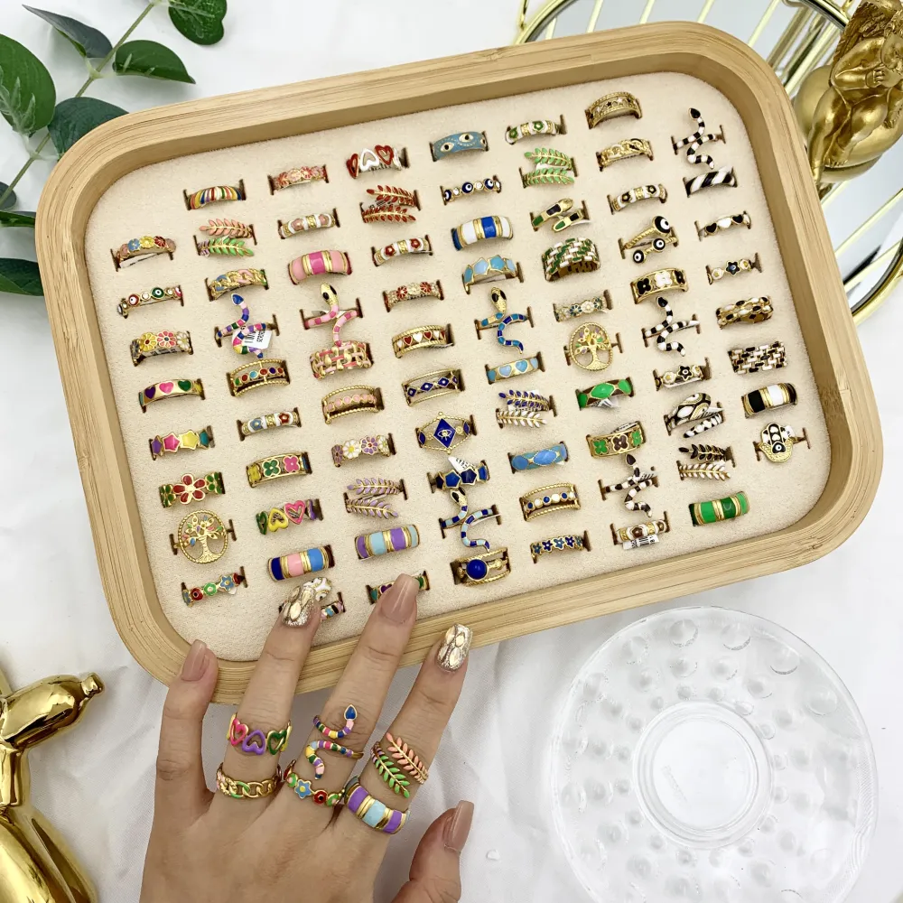 Mix Modelli Smaltati-76pz Anelli Regolabili in Acciaio - AAR-105-172 (MIX)