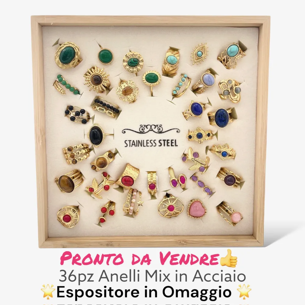 Mix Modelli-36 pz Anelli in Acciaio - AAR-105-214 (Argento)
