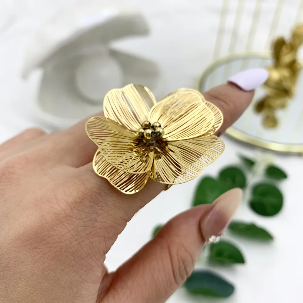 Fiore-Anello Regolabile in Acciaio - AAR-732-175