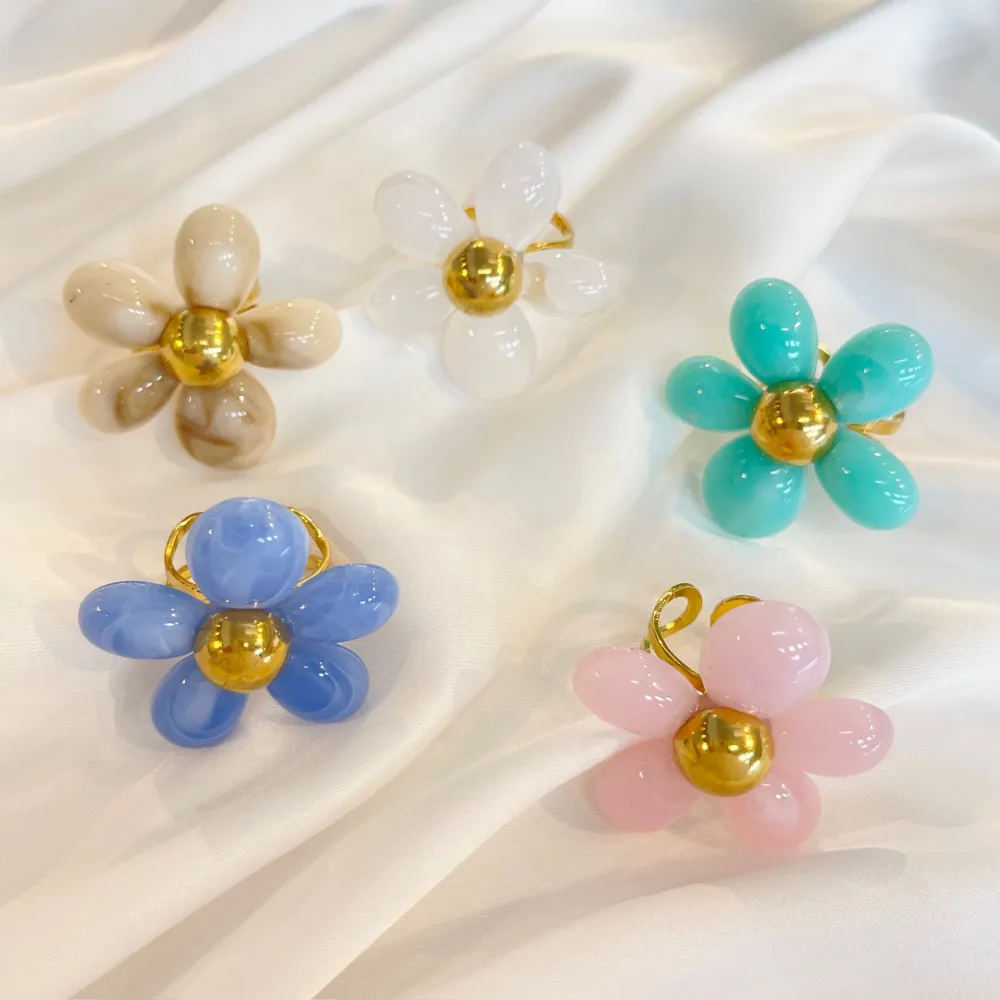 Fiore  -Anello Regolabile in Acciaio - AAR-732-394 (Bianco)