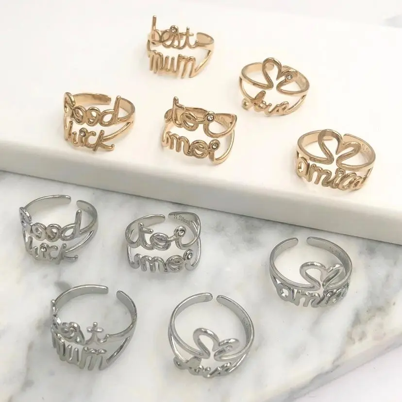 [AAR104-A103] Scritte -36pz mix anelli regolabili in Acciaio - AAR104-A103