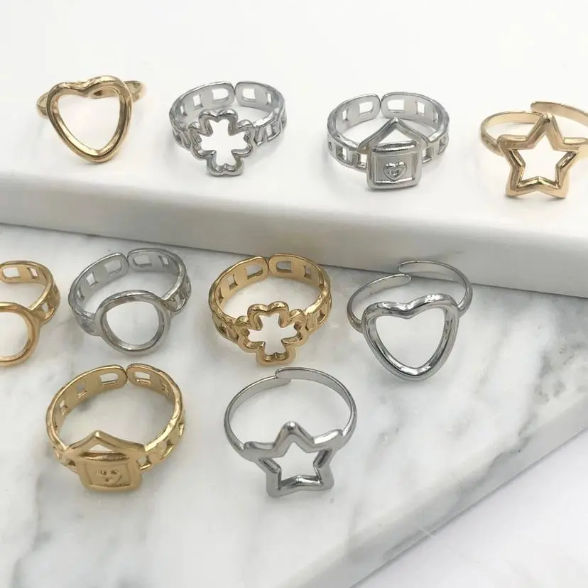 [AAR413-720] Modelli Assortiti-36pz Anelli regolabili in Acciaio - AAR413-720