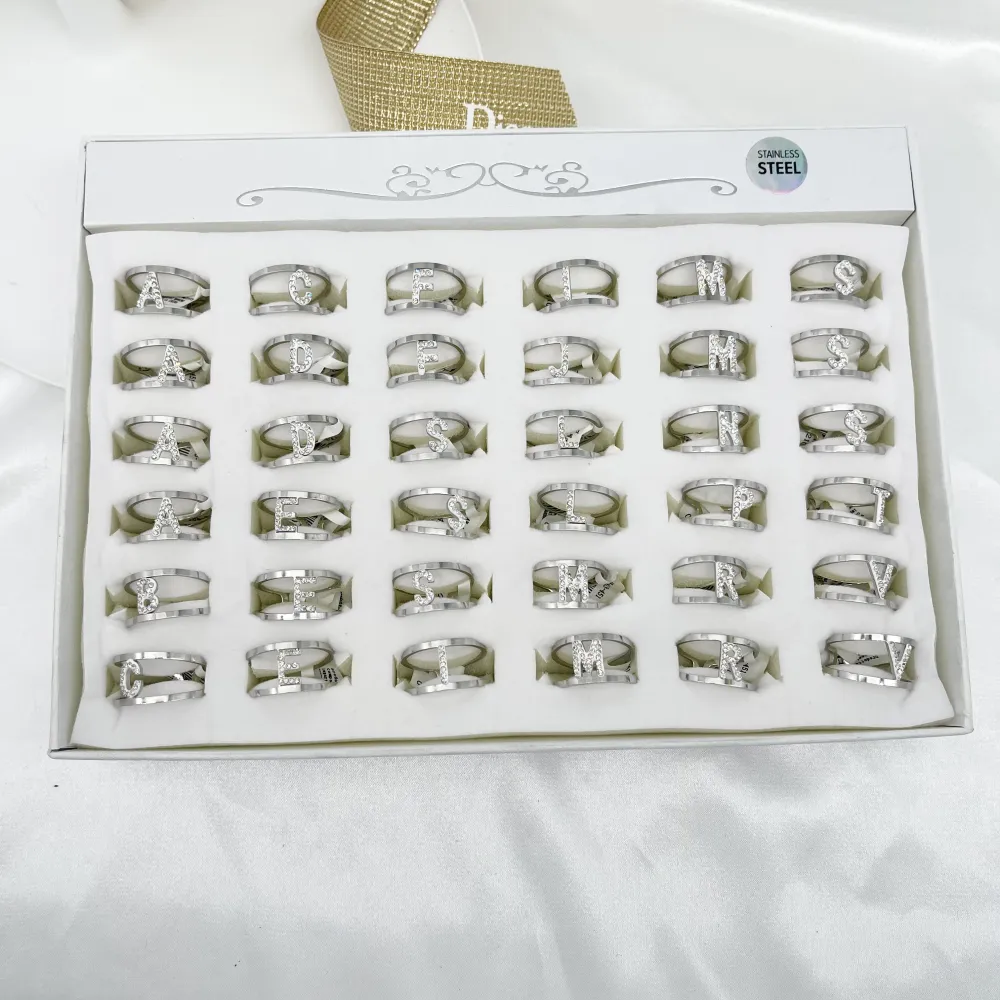 AMR7780-Iniziale Con Strass-36Pz Anelli Regolabile - AMR7780-Iniziale Con Strass-36Pz Anelli Regolabile