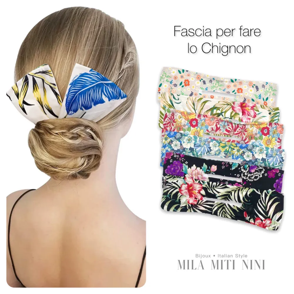 AXC143-82-Floreale-12pz Fasce per fare Chignon - AXC143-82-Floreale-12pz Fasce per fare Chignon