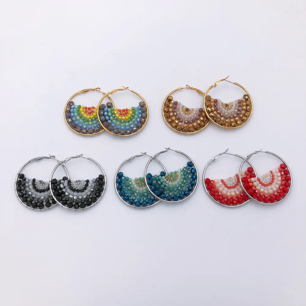 Orecchini in vetro - Acciaio Cerchio con cristallo - Orecchini cristallo (MIX)