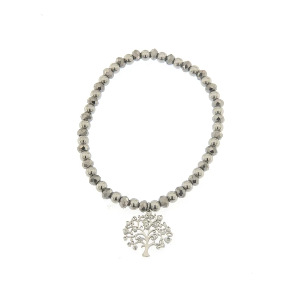Bracciale Elastico in Acciaio - Albero della Vita - Bracciale Elastico Acciaio (Argento)