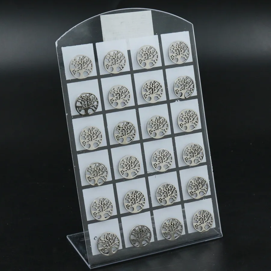 [Albero della Vita Grande - Orecchini Acciaio (Conf. da 12 paia)] Orecchini  lobo in acciaio ALBERO DELLA VITA GRANDE  (Conf. da - Albero della Vita Grande - Orecchini Acciaio (Conf. da 12 paia)