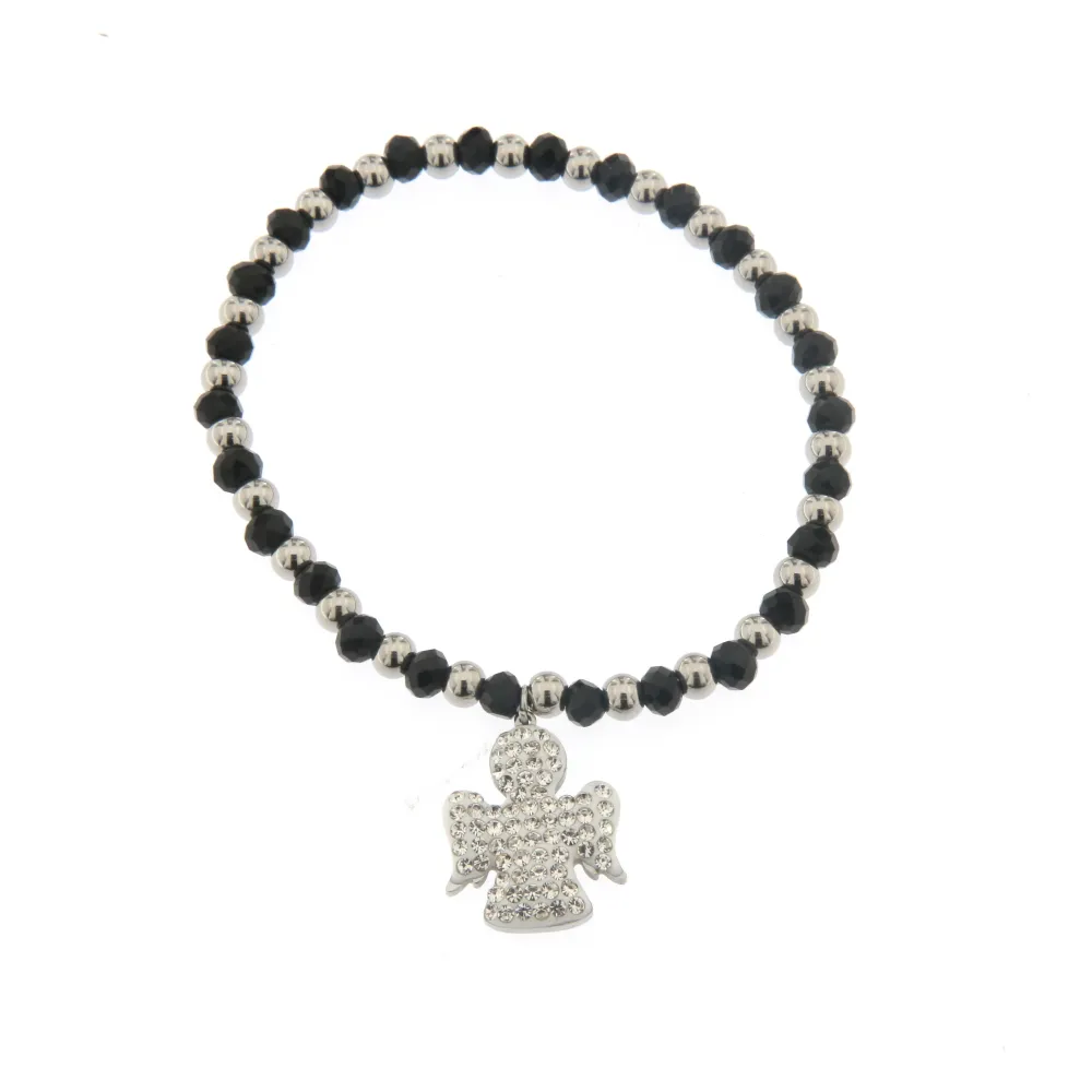 Bracciale Elastico in Acciaio - Angelo - Bracciale Elastico Acciaio (Argento)