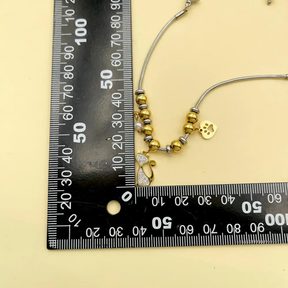 Gatto Zampa-Bracciale in Acciaio con Chiusura - BAC-103-AA109B (Argento)