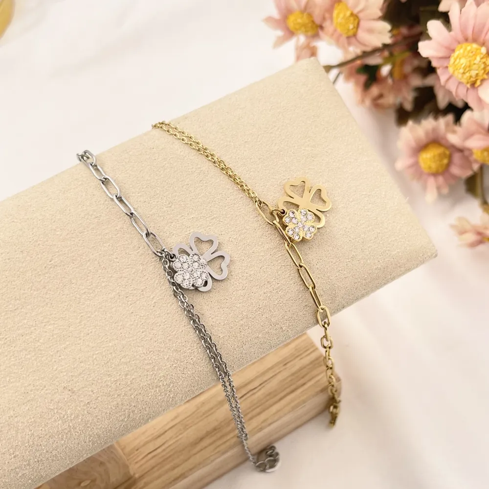 Quadrifoglio-Bracciale in Acciaio con Chiusura - BAC-103-AA2445B