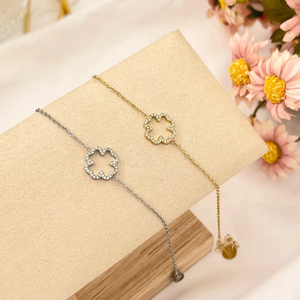 Quadrifoglio-Bracciale in Acciaio con Chiusura - BAC-103-AA2823B