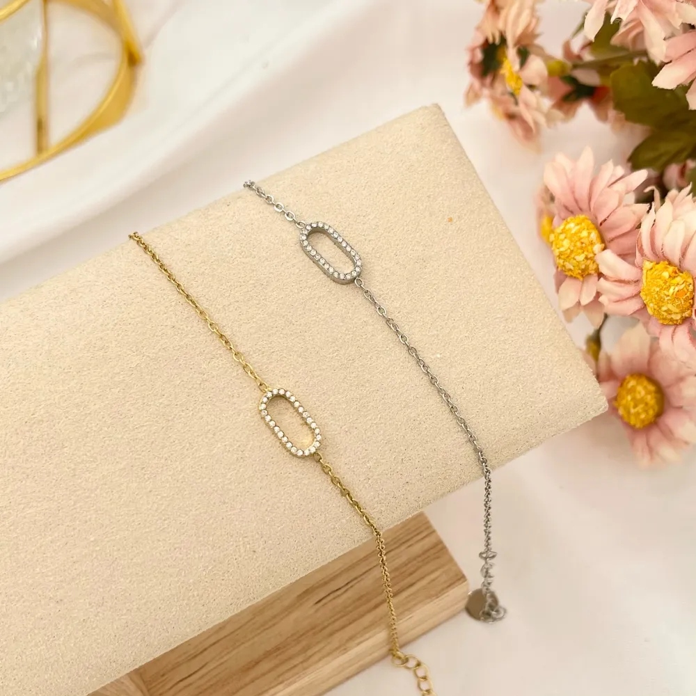 Cerchio Ovale-Bracciale in Acciaio con Chiusura - BAC-103-AA2829B