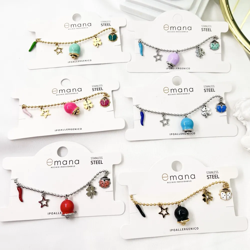 Campanello Smaltato--Bracciale in Acciaio con Chiusura - BAC-103-AA3419B