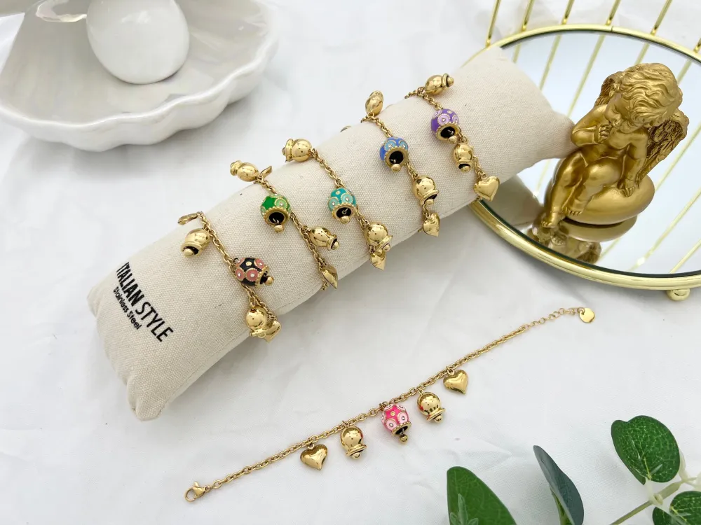 Campanello Smaltato--Bracciale in Acciaio con Chiusura - BAC-103-AA3423B