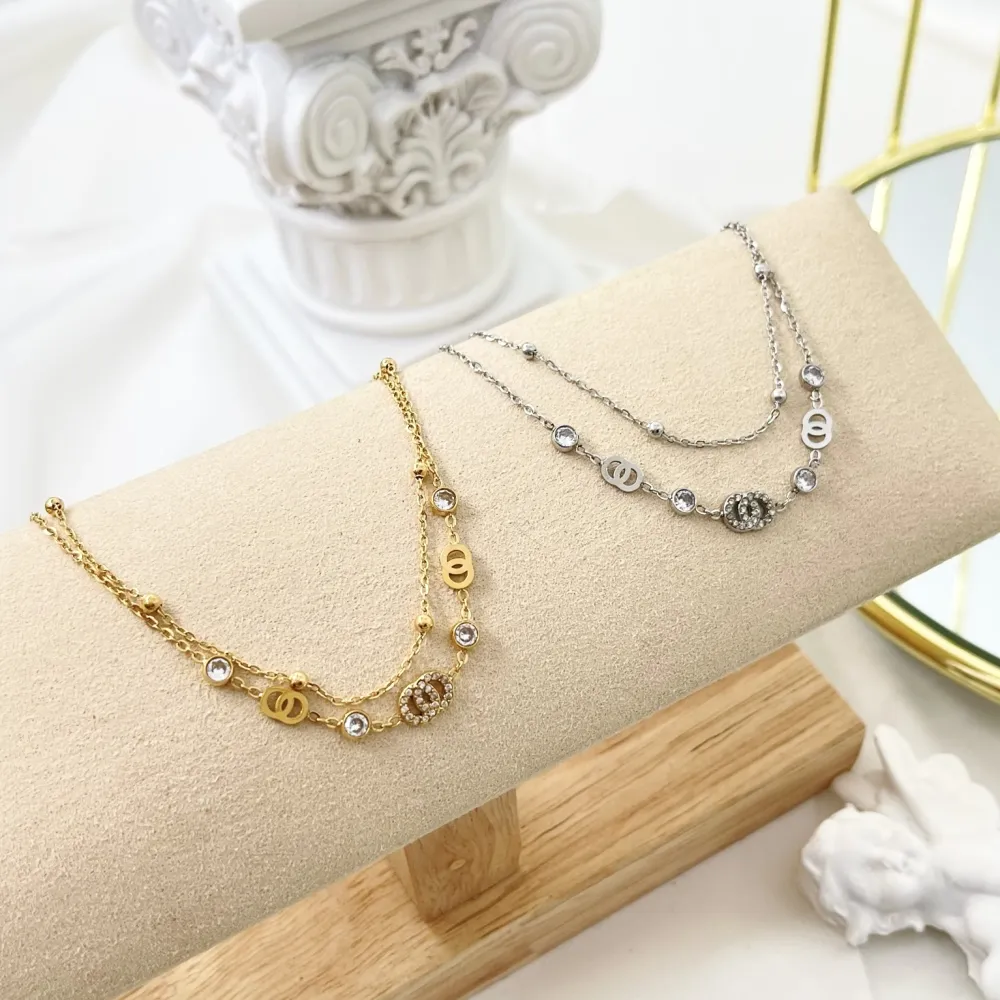 Doppio Cerchio--Bracciale in Acciaio con Chiusura - BAC-103-AA3465B