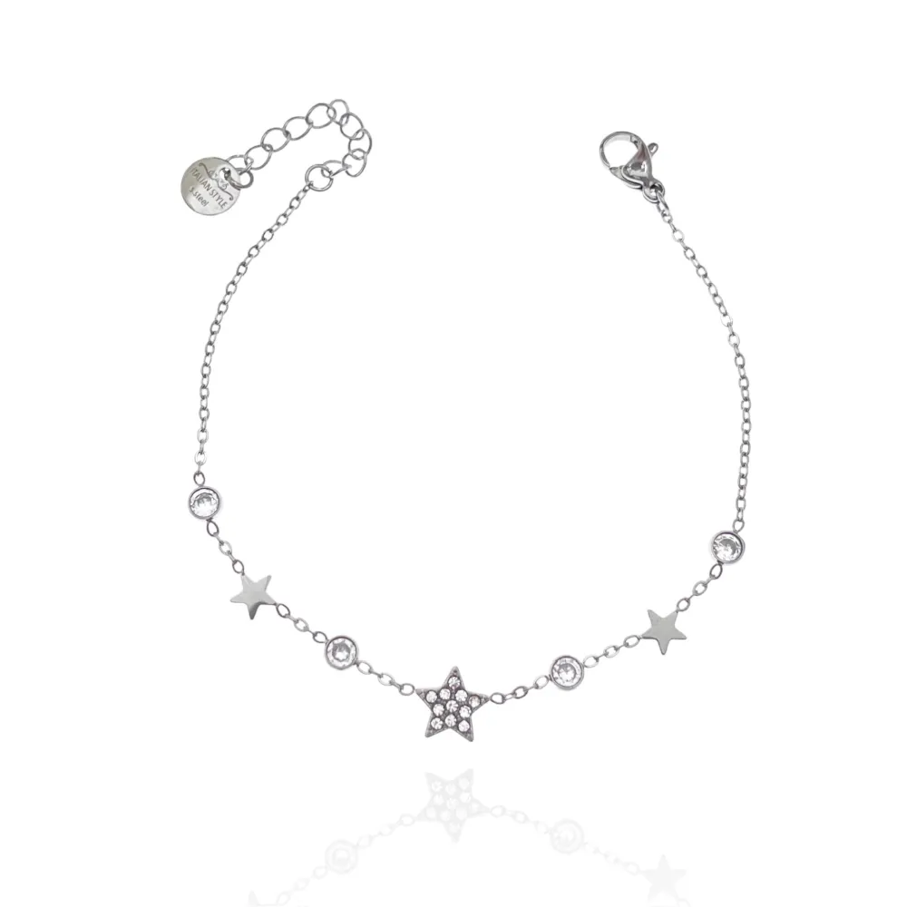 Stella con Punto Luce-Bracciale in Acciaio - BAC-103-AA3479B