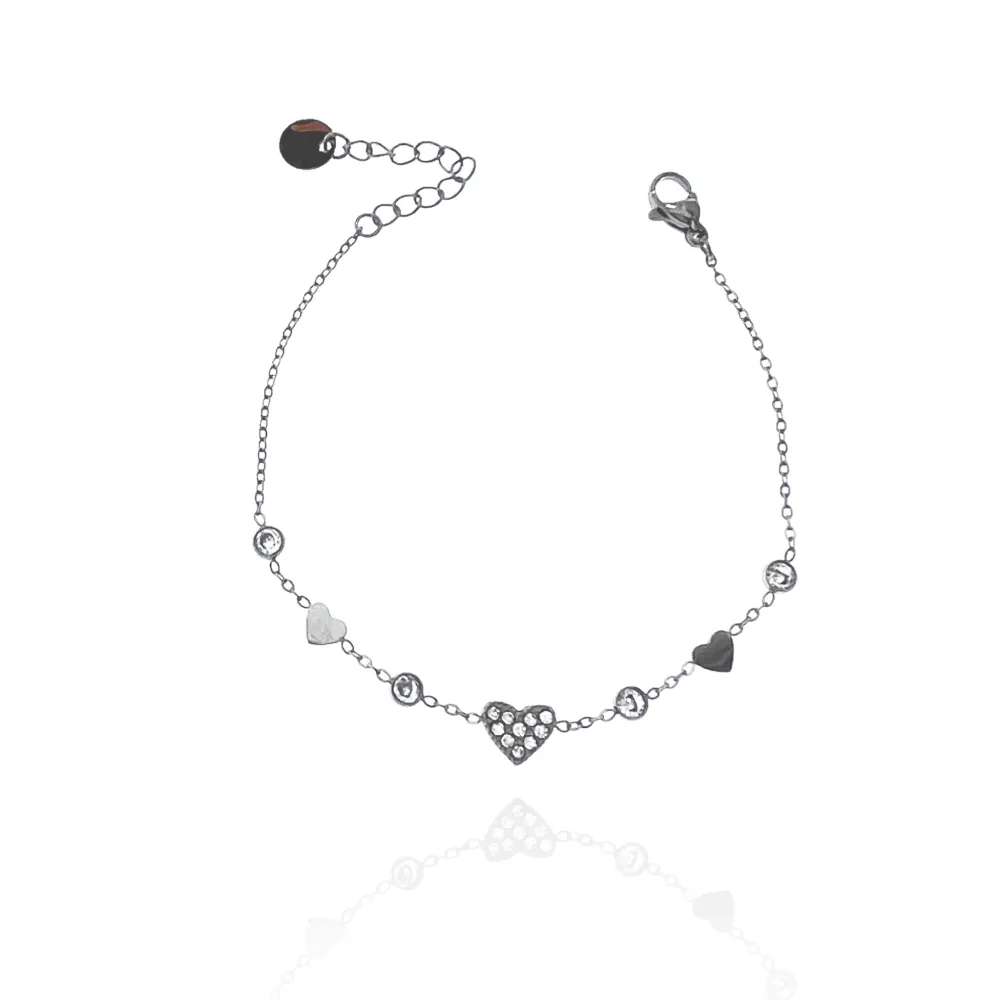 Cuore con Punto Luce-Bracciale in Acciaio - BAC-103-AA3481B