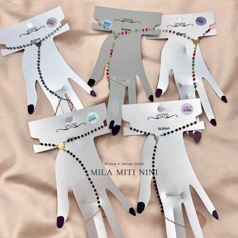 Cuore con Cristalli Colorati-Baciamano in Acciaio - BAC-103-AA390B