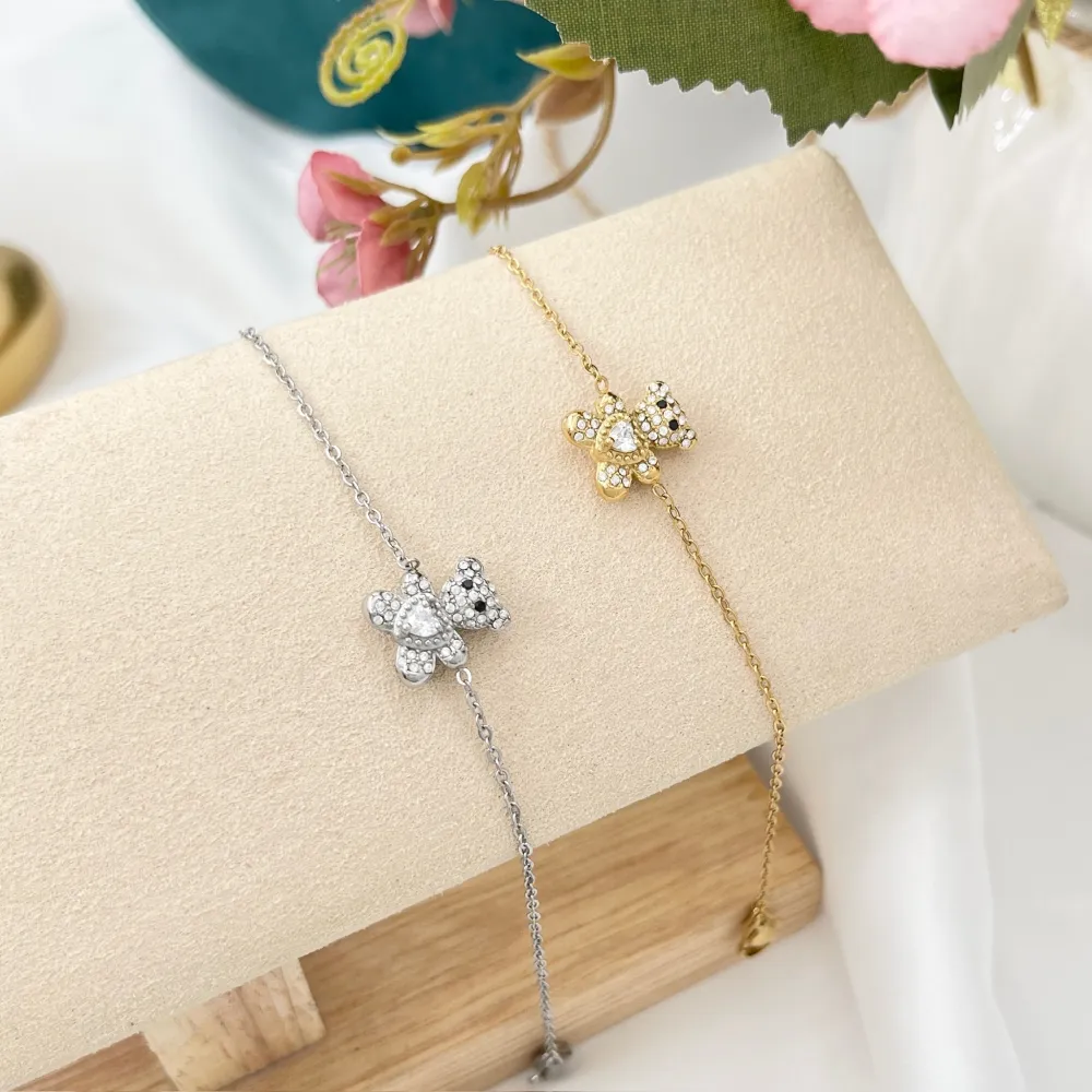 Orsetto con Cuore-Bracciale in Acciaio - BAC-103-AA4187B