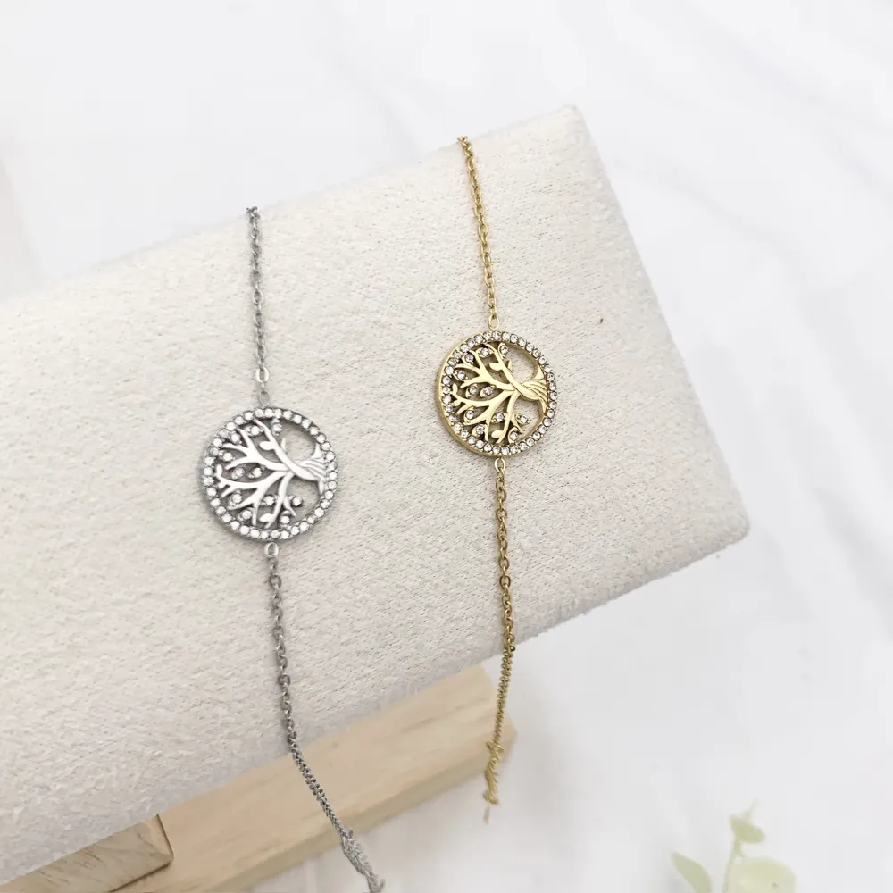 Albero della Vita con Zirconia-Bracciale in Acciaio con Chiusura - BAC-103-AA4302B