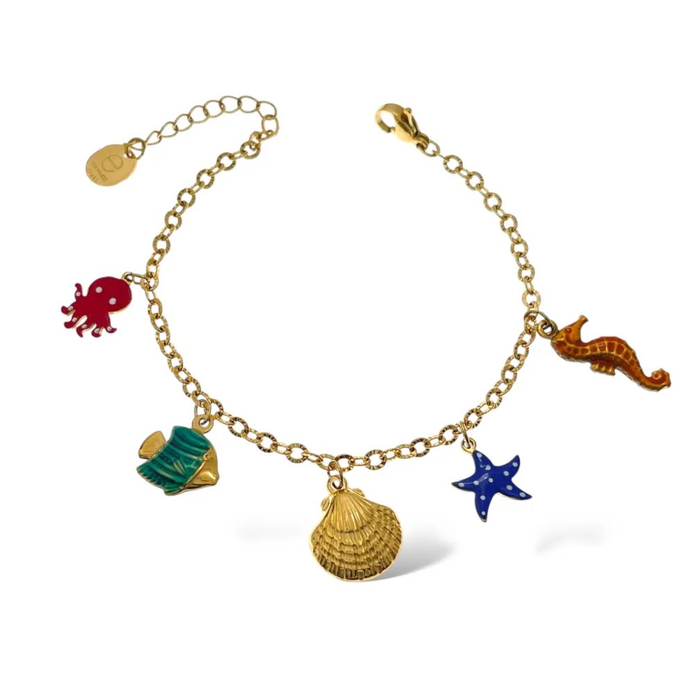 Mare Stella Corallo Smaltato-Bracciale in Acciaio - BAC-103-AA5140B (Argento)