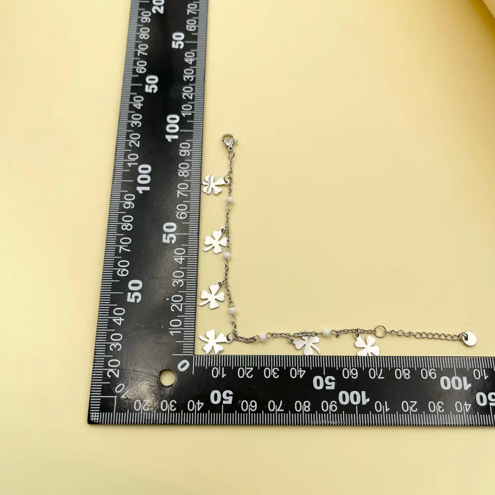 Quadrifoglio Cristalli-Bracciale in Acciaio con Chiusura - BAC-176-446B