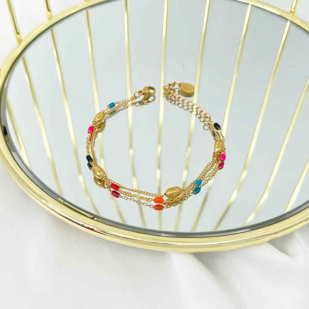 Palline Smaltate-Bracciale in Acciaio - BAC-413-1271