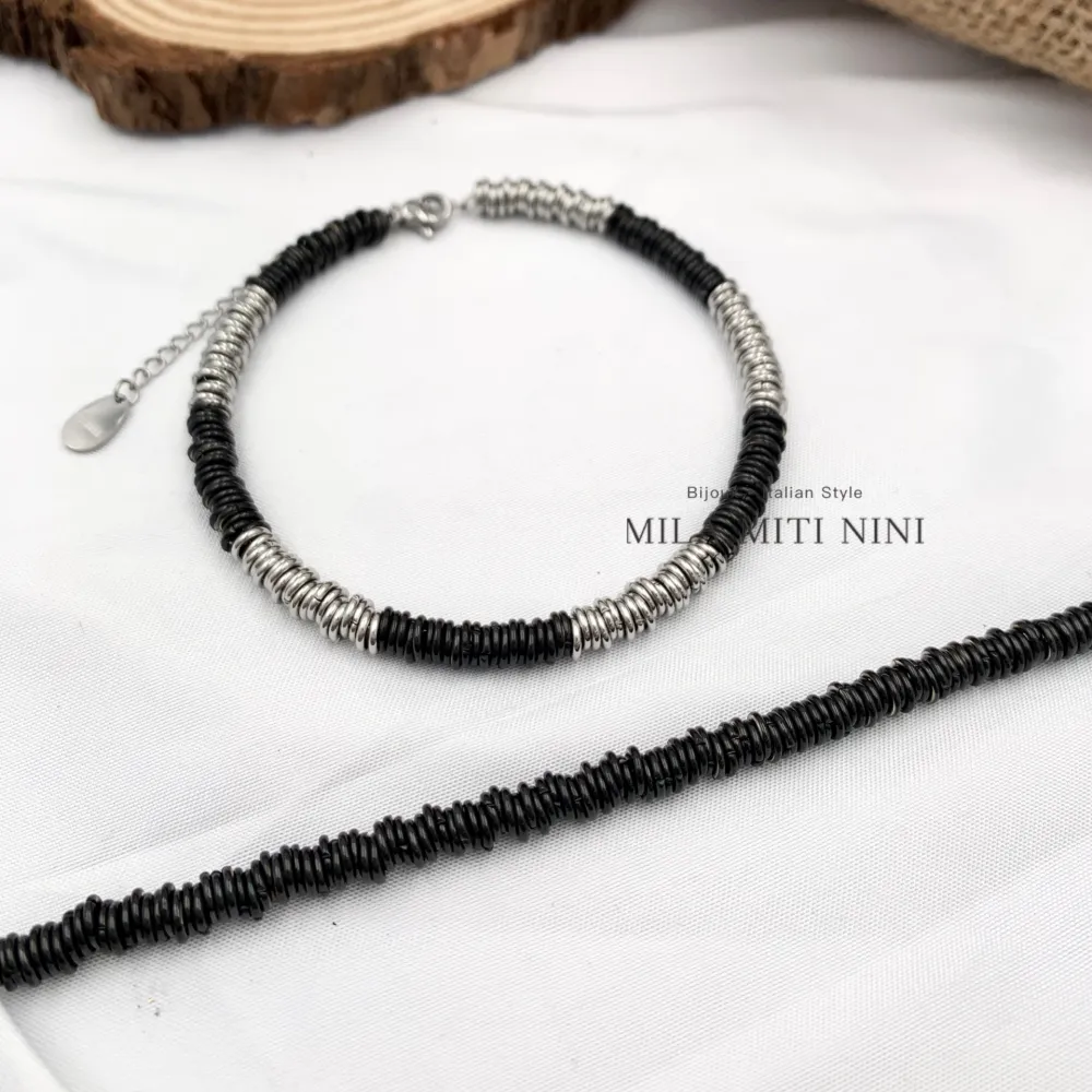 Catena con Anellini-Bracciale in Acciaio con Chiusura - BAC-413-1408