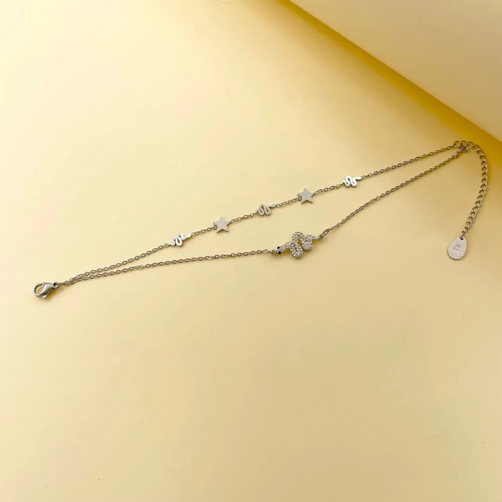 Doppio con Serpente Stella-Bracciale in Acciaio con Chiusura - BAC-413-1644