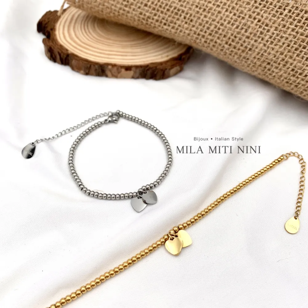 Doppio Cuore-Bracciale in Acciaio con Chiusura - BAC-413-1706A