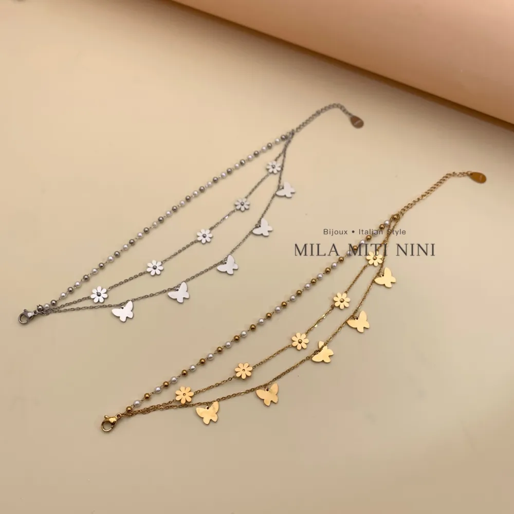 Multifilo Farfalla Margherita-Bracciale in Acciaio con Chiusura - BAC-413-1748