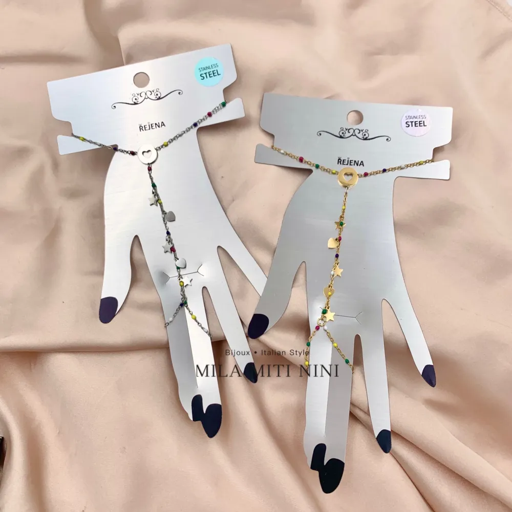 Pallina Smaltata con Cuore Stella-Baciamano in Acciaio - BAC-413-1895 (Oro Giallo)