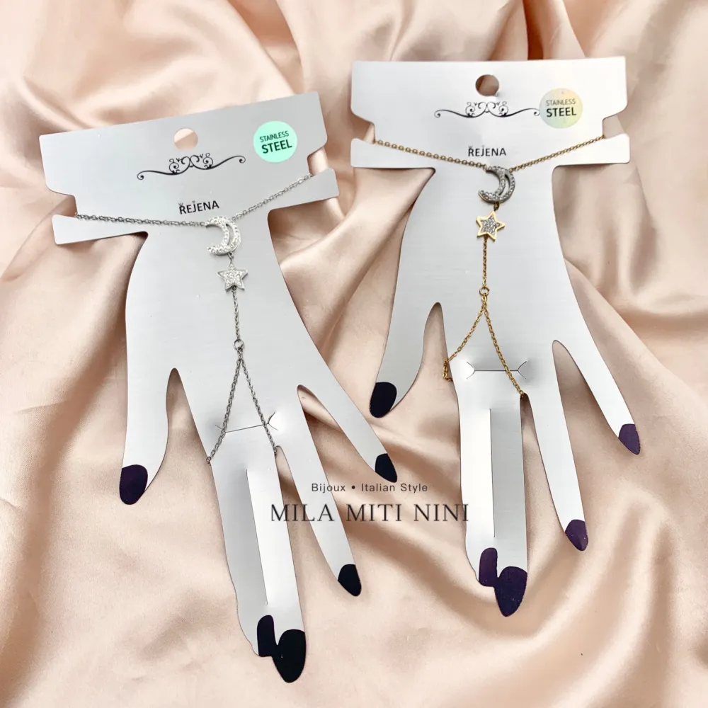 Stella Luna con Strass-Baciamano in Acciaio - BAC-413-1907