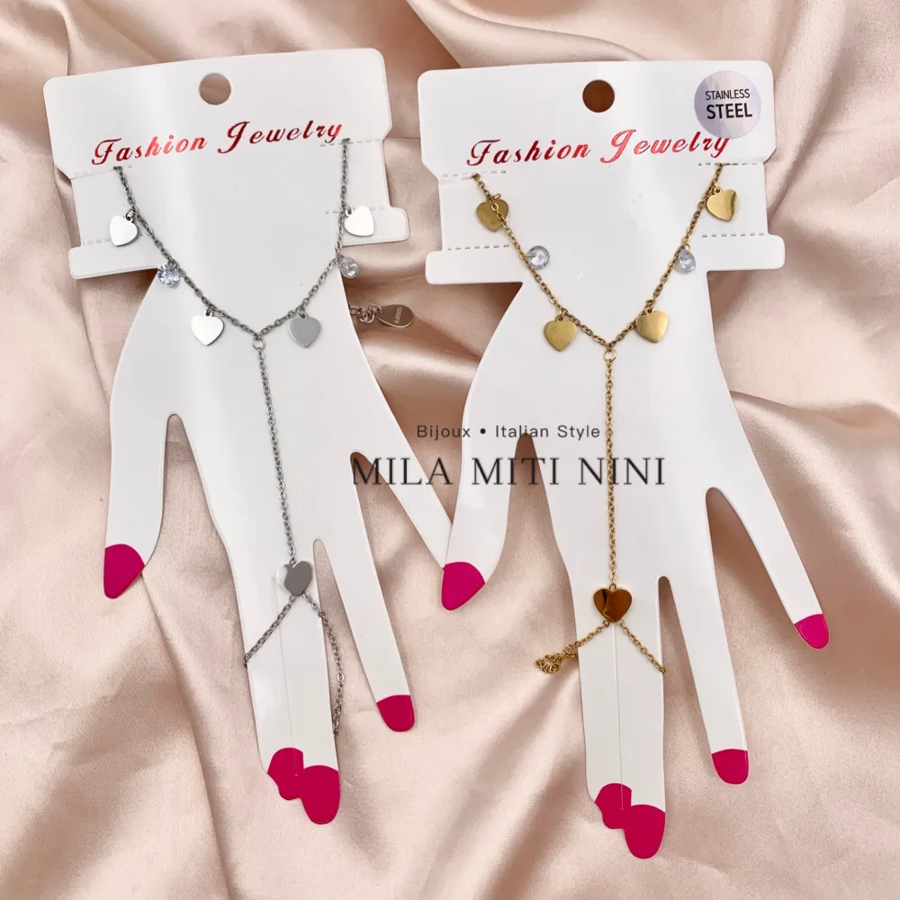 Cuore e Zirconia-Baciamano in Acciaio - BAC-413-1954 (Oro Giallo)