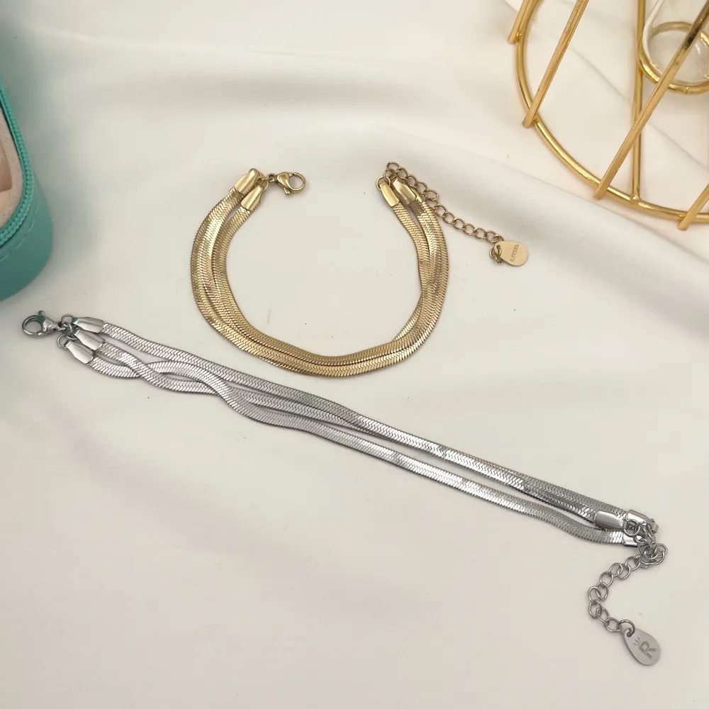 Tre Fili Serpente-Bracciale in Acciaio - BAC-413-2405B