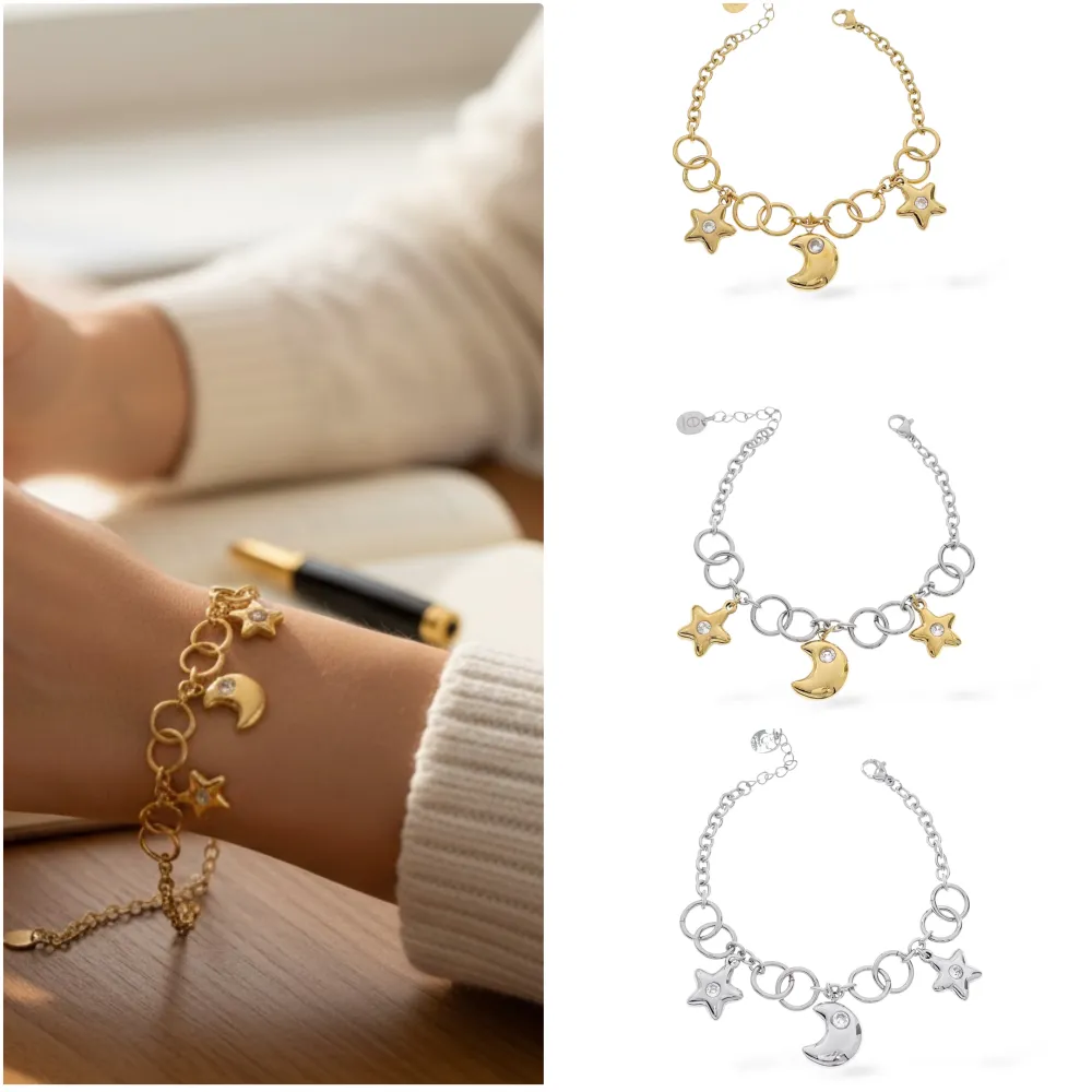 Stella Luna-Bracciale in Acciaio con Chiusura - BAC-413-5754B