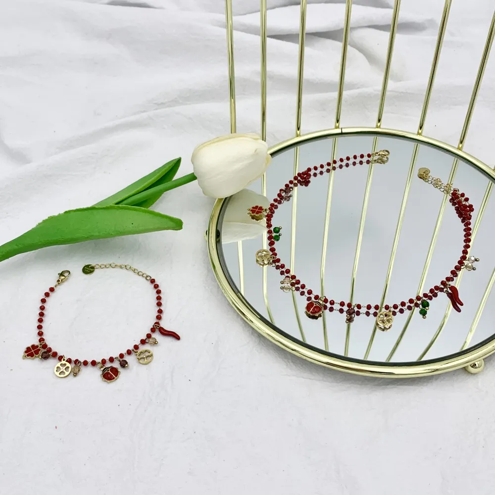 Fortuna Quadrifoglio-Bracciale in Acciaio e Cristalli - BAC-413-AA619BS