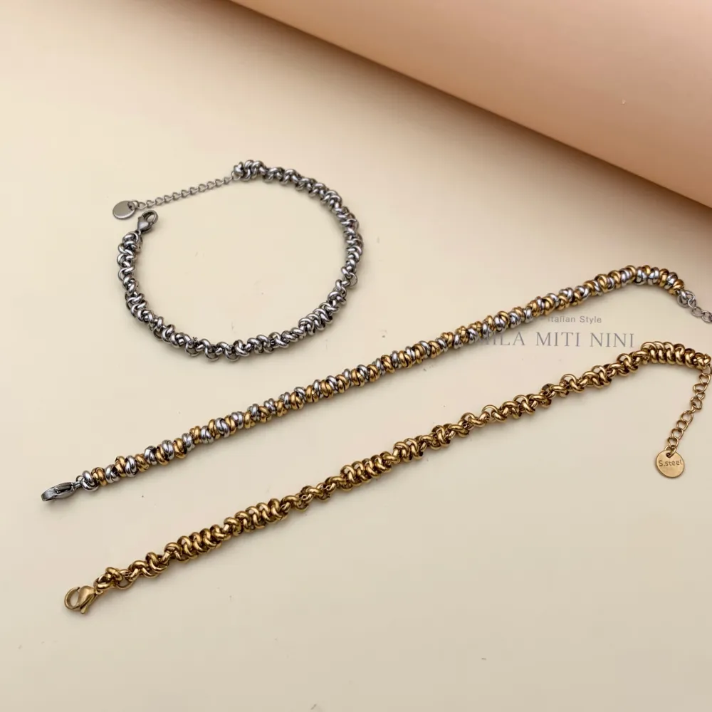 Catena ad Anellini-Bracciale in Acciaio con Chiusura - BAC208-220