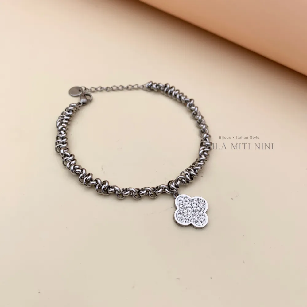 Quadrifoglio-Bracciale in Acciaio con Chiusura - BAC208-220B