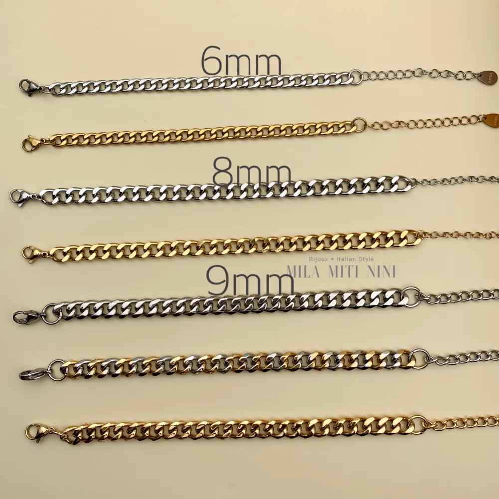 Groumette 9mm-Bracciale in Acciaio con Chiusura - BAC208-241-242-243