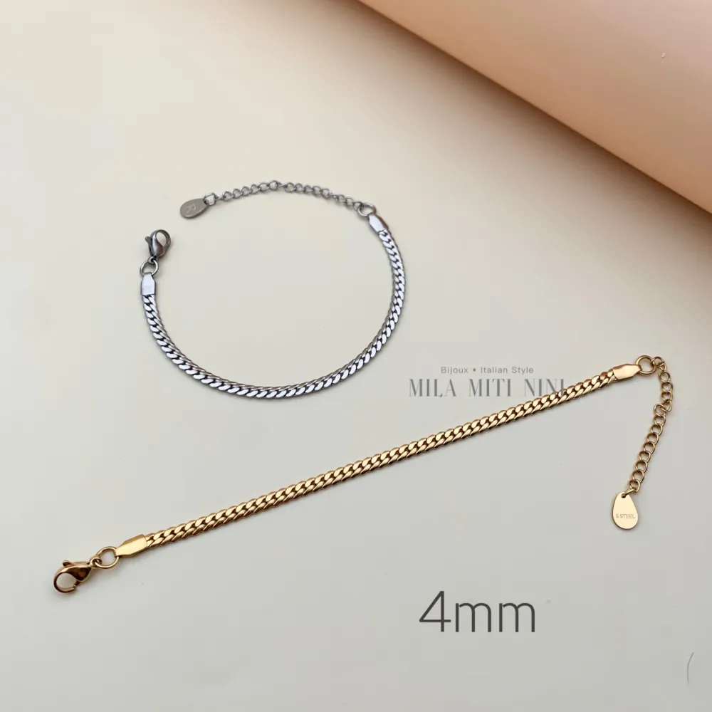 Catena Serpente 4mm-Bracciale in Acciaio con Chiusura - BAC413-1205