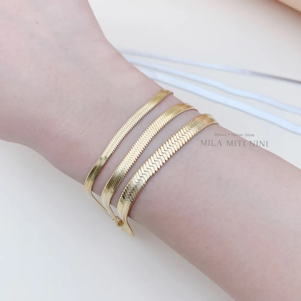 Triplo Catena Serpente-Bracciale in Acciaio con Chiusura - BAC413-1215