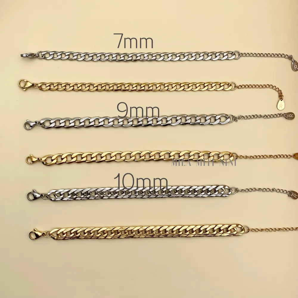 Groumette Piatto 10mm-Bracciale in Acciaio con Chiusura - BAC413-1474A