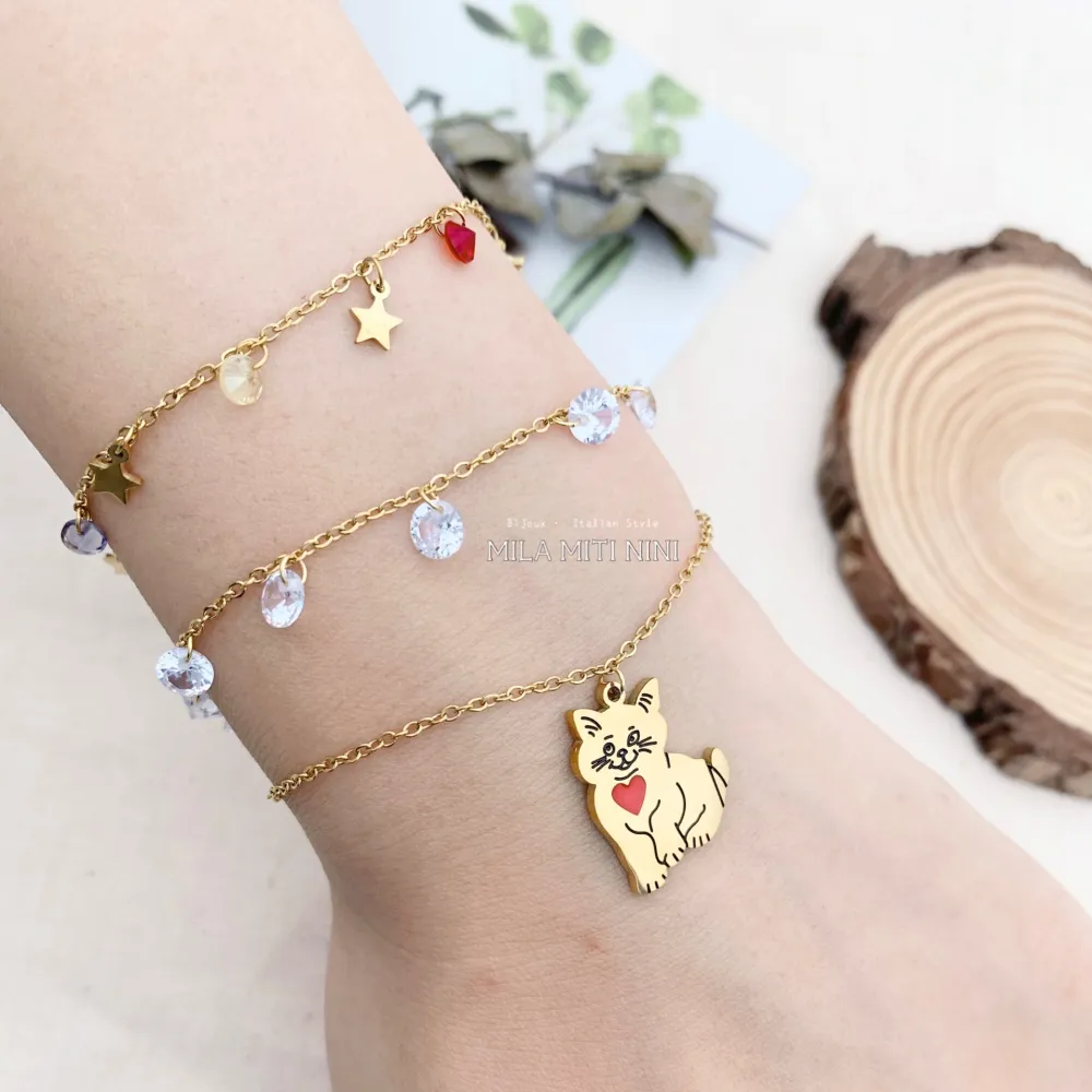 BAC413-2398-Gatto-Bracciale in Acciaio - BAC413-2398