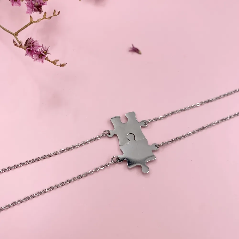 [BAC6869-Puzzle Liscio-Bracciale Coppia in Acciaio] BAC6869-Puzzle Liscio-Bracciale Coppia in Acciaio - BAC6869-Puzzle Liscio-Bracciale Coppia in Acciaio