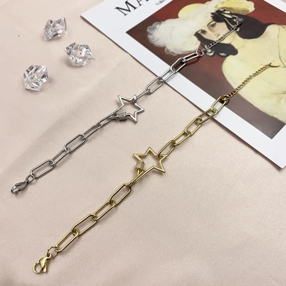 BAC7065-Stella Zirconia-Bracciale in Acciaio - BAC7065-Stella Zirconia-Bracciale in Acciaio